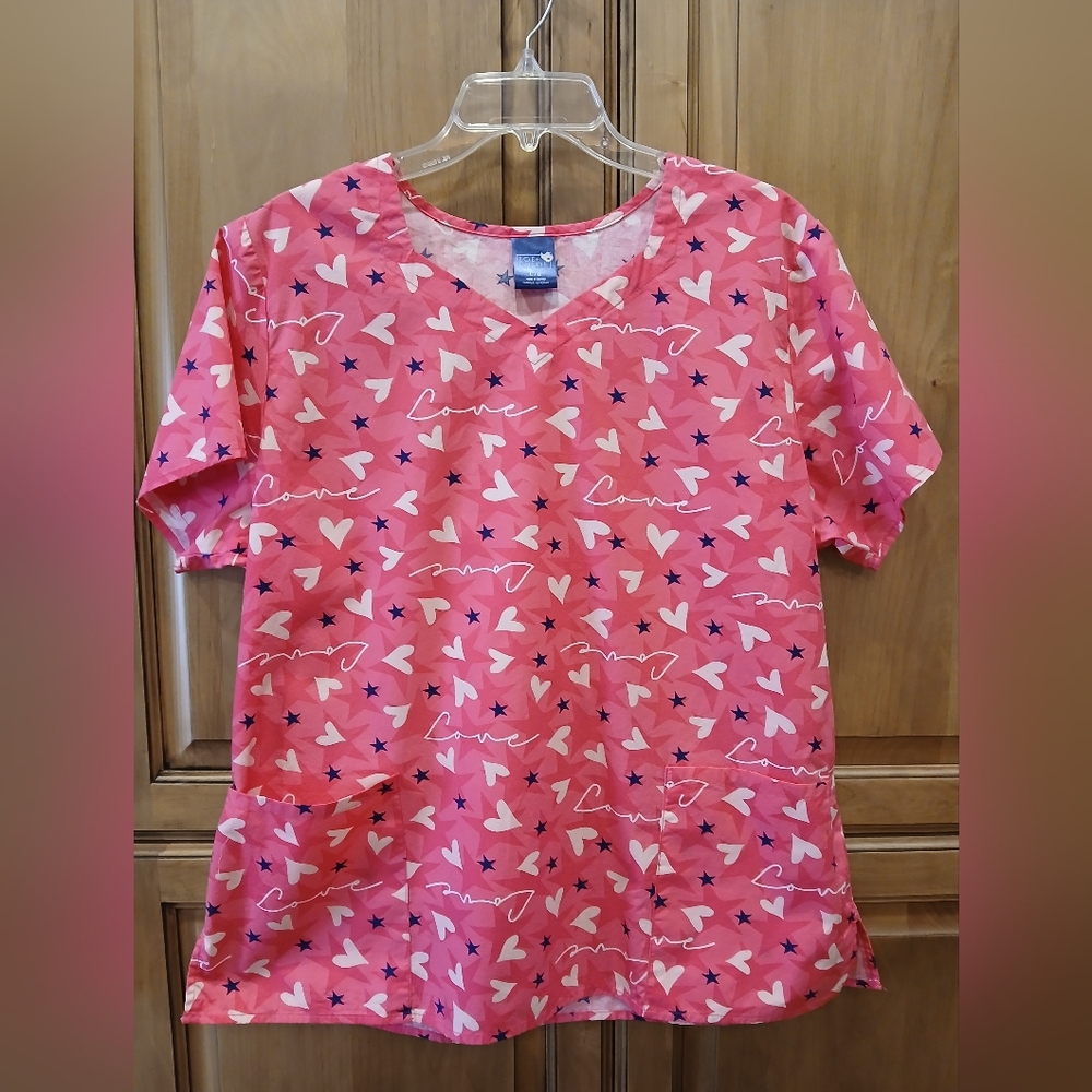 Pink Heart Print Women's Top